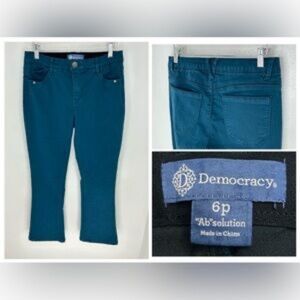 Democracy Ab Solution Turquoise Bootleg Jeans Size 6p Petites Denim 29x27.5